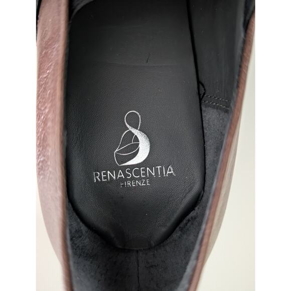 Renascentia Firenze Heeled Leather Loafers IT 38 US 8 Brown Shoes Made in Italy - Picture 5 of 10